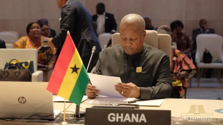 President John Mahama addressing the African Union summit in Luanda