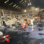 Fire Guts Rubber Warehouse and Factory in Tema, Firefighter Injured