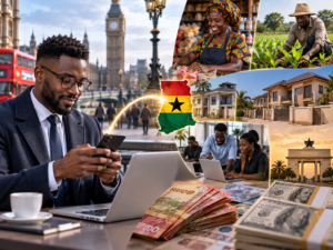 Ghanaian diaspora remittances support families and investment in Ghana.