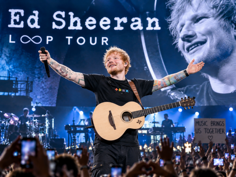 Ed Sheeran performing during his Loop Tour in Philadelphia
