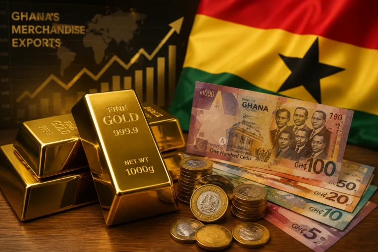 Gold bars representing Ghana's merchandise exports