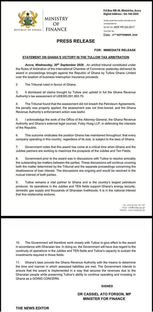 Ghana Wins $393m Tax Arbitration Against Tullow Oil. Nukunya