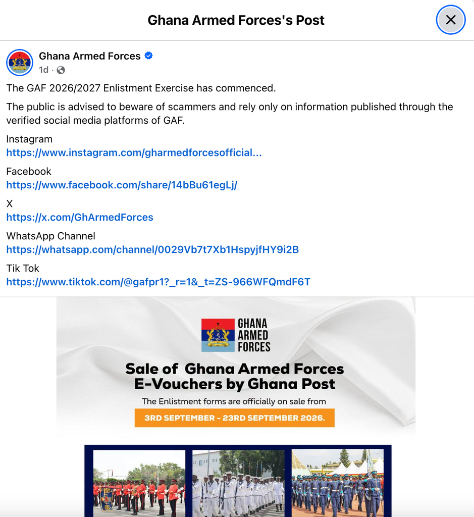 GAF 2026/2027 Enlistment Opens September 3