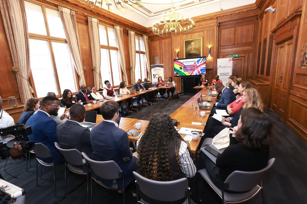 Business representatives meeting investors during a UK–Ghana investment event.